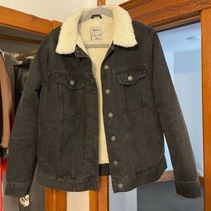 PRIMARK Black Fur Lined Denim Jean Jacket